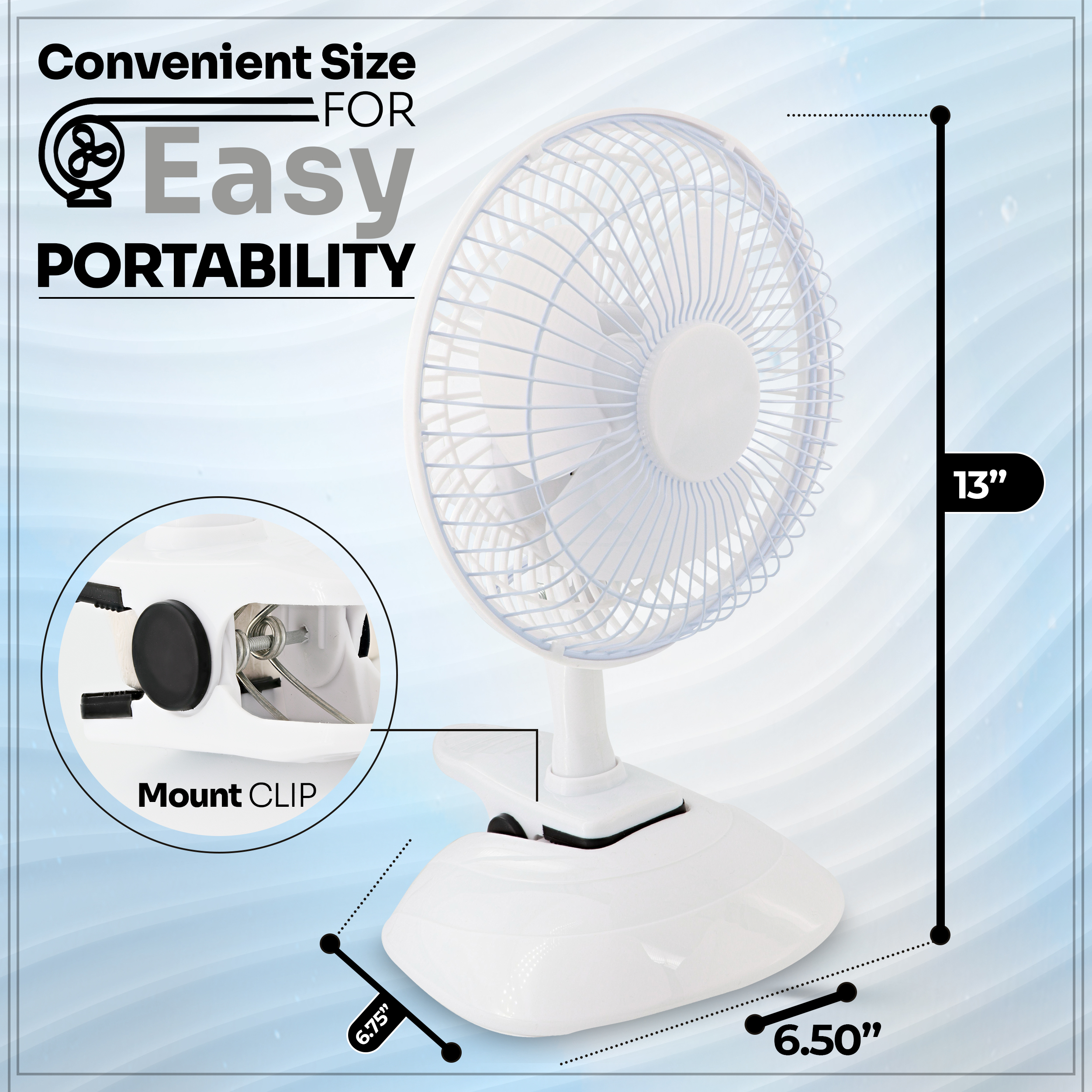 RAM-PRO 6 in 2-Speed Adjustable Tilt Clip-On Mini Fan