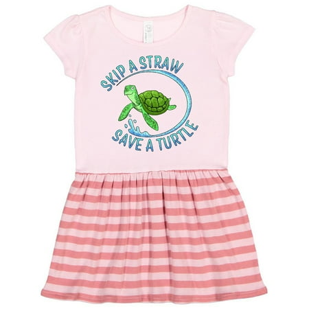 

Inktastic Skip a Straw Save a Turtle with Cute Green Sea Turtle Gift Toddler Girl Dress