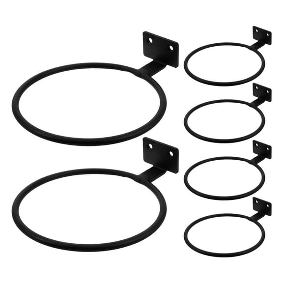 OFFIGAM Black Wall-Mounted Plant Holder, Synthetic Metal Flower Pot Rack, Space-Saving Design, 6 Sets for Home Decoration
