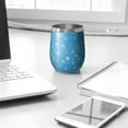 thumbnail image 3 of 12oz Stemless Wine Tumblers Blue Christmas Snowflake Pattern Vacuum Insulated Stainless Steel Travel Tumbler Cups Mug with Lid and Straw for Champaign,Cocktail,Beer with Cleaning Brush, 3 of 5