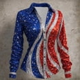 thumbnail image 2 of IWRICH Plus Size Patriotic Shirts for Women USA Flag 4th of July Outfits Button down Long Sleeve Tops Casual V Neck Tunic Blouses 04-Red S, 2 of 3