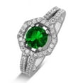 thumbnail image 3 of Luxurious 2 Carat Emerald and Diamond halo Engagement Ring in 10K White Gold, 3 of 4