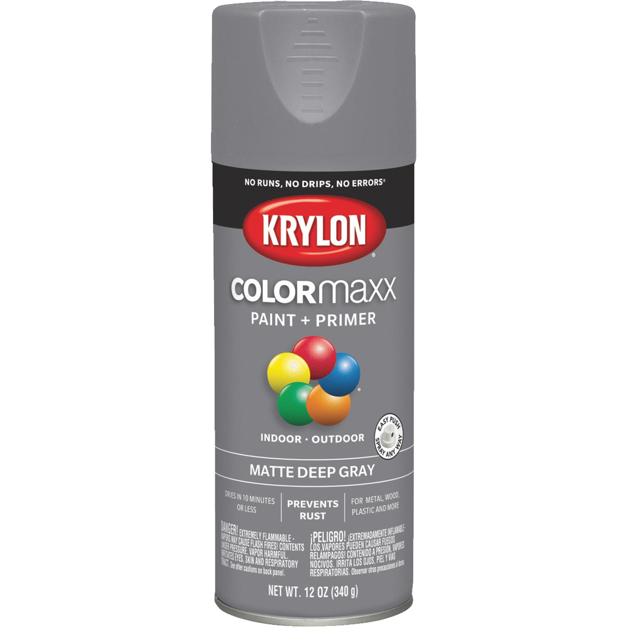 Krylon COLORmaxx Paint + Primer, Matte, Deep Gray, 12 oz.