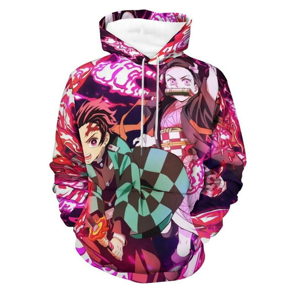 Demon Slayer Unisex Adult Hoodie Casual Hooded Sweatshirt Pullover Novelty 3D Printed Sweater Jacket S