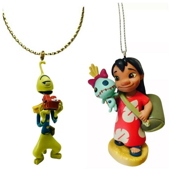 Pleakley & Lilo Hawaiian Girl Ornament Set PVC Figure Charm LILO & Stitch 3” New
