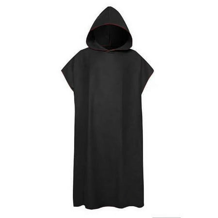 Pidgey Quick Dry Surf Poncho Changing Towel Robe Hoodie for Adults Men Women,Microfiber Beach Wetsuit Tops Surfing Swimming Bathing Parka -One Size Fits All Black