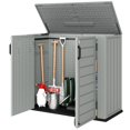 thumbnail image 1 of Armoire de Rangement Extérieure de 248 Gal, Remise de Jardin en HDPE Robuste avec Couvercle Rabattable et Doubles Portes Verrouillables, Grande Boîte à Outils pour Patio, Cour Arrière Ou Terrasse, 55.9 Pouces L x 26.4 Pouces P x 46.9 Pouces H, Gris Pâle, 1 of 7