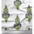 thumbnail image 1 of Soimoi Modal Satin Fabric Leaves & Floral Block Print Sewing Fabric Yard 42 Inch Wide, 1 of 3