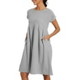 thumbnail image 2 of Clothing Sales Dresses for Women 2025 Summer Cotton Linen Solid Gauze Dress Loose Casual Beach Vacation Flowy Midi Dress with Pockets, 2 of 8