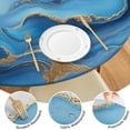 thumbnail image 4 of Blue Marble Gold Wave Pattern Round Fitted Tablecloth with Elastic Edge,Dining Table Cover Waterproof,Outdoor Round Tablecloth for Camping,Dining,Indoor and Outdoor, 4 of 7