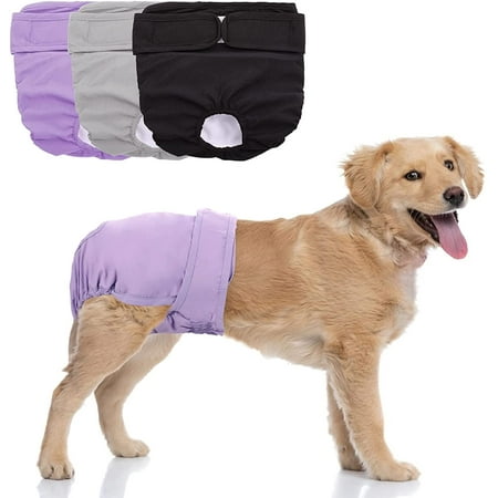 Washable Female Dog Diapers 3 Pack Reusable Leakproof Doggie Diaper Warps High Absorbent Puppy Nappies Adjustable Pet Panties for Small Medium Large Girl Dogs in Heat Period Walmart
