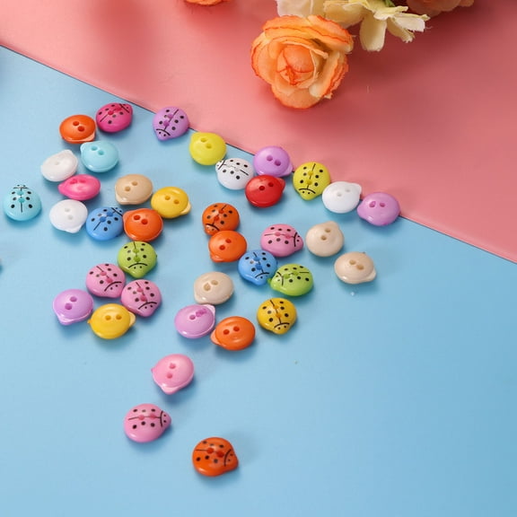 GOOHOCHY 100Pcs Sew on Snaps for Fabric Ladybug Shape Assorted Color for Kids