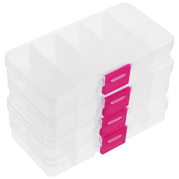 Hemoton 4-Pack Small Plastic Storage Containers with Lids, Compact Boxes for Organizing Small Items and Household Use