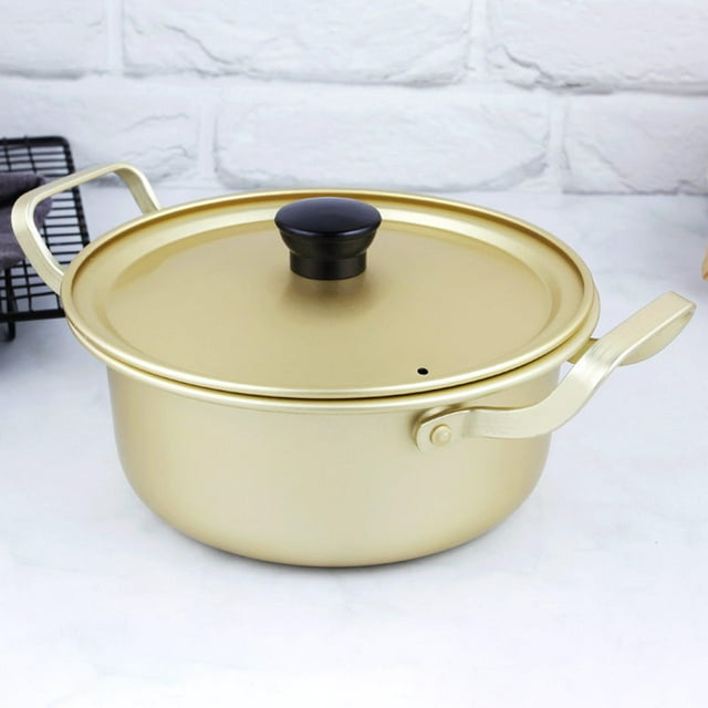 Ramen Olla Cocina Ramen Olla Doble Olla de aluminio instantáneos Olla con tapa para Senderismo Picnic , 18 CM shamjiam Sartén para cocinar ramen