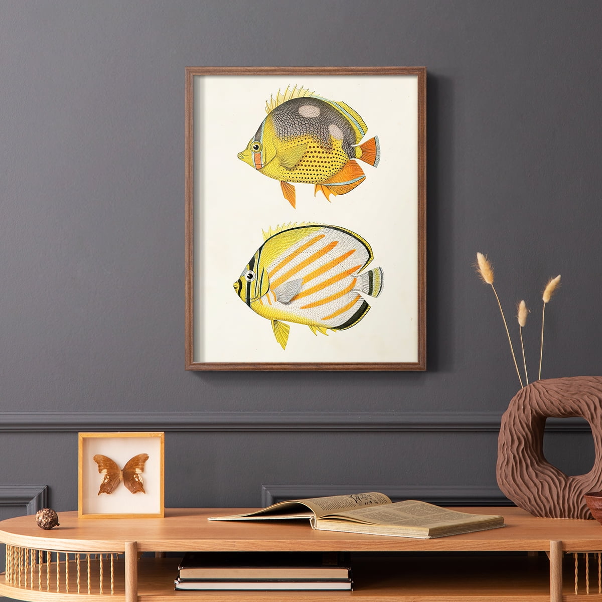 Yellow & Grey Fish IV Framed Print - Solid Wood in Single Picture Frame Solid Wood 2 Framed Print