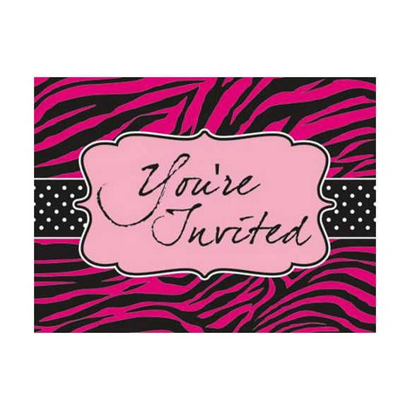 Creative Converting Pink Zebra Boutique Invitation Cards (Pack of 8)