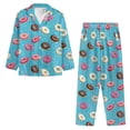 thumbnail image 3 of Suhoaziia Comfy Pajamas for Women Set Novelty Comfortable Button Down Lounge Wear Print Graphic Donut Biscuits Long Sleeve Sweatshirt Matching Set Daily Wear Size L,Pajama Lingerie, 3 of 6