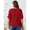 thumbnail image 7 of SHOWMALL Women's Plus Shirts Batwing Half Sleeve Drop Shoulder Shirt Textured Fashion Blouse 3X Red, 7 of 7