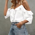thumbnail image 2 of Plus Size Women's Summer Tank Tops Solid Color Camisole Off Shoulder Short Sleeved V-Neck Pullover Fashionable Top Blouses Tshirts, 2 of 3