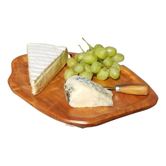 Enrico Hand Carved Farmhouse Reclaimed Root Wood Tall Platter in Brown