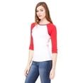 thumbnail image 3 of Bella + Canvas Ladies' Baby Rib 3/4-Sleeve Contrast Raglan T-Shirt - B2000 - WHITE/ RED L, 3 of 3