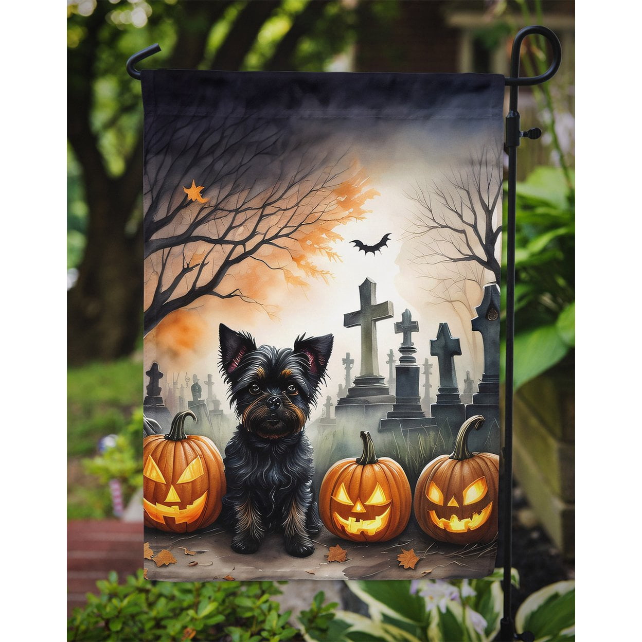 Affenpinscher Spooky Halloween Garden Flag 11.25 in x 15.5 in