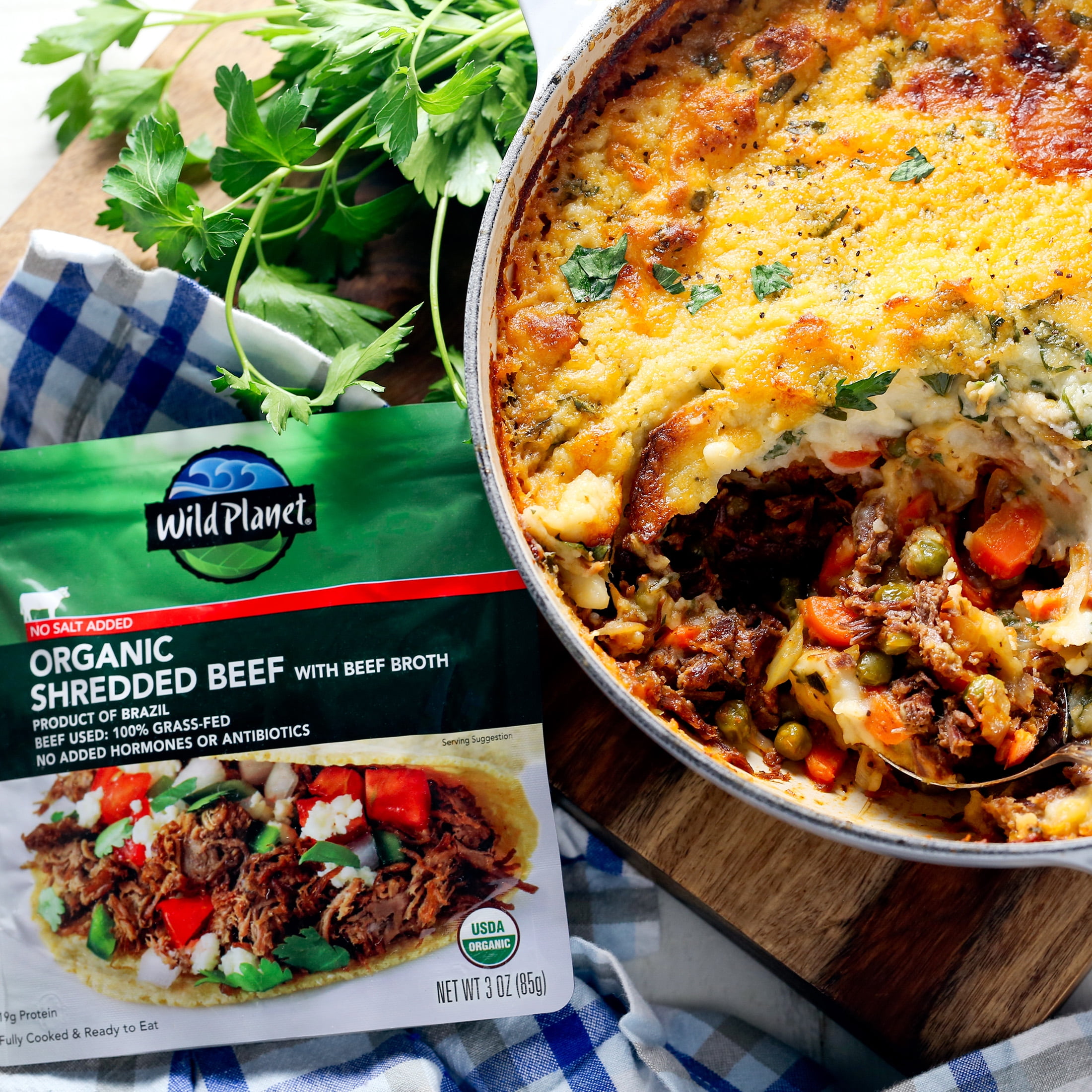 (2 pack) Wild Planet Organic Shredded Beef, 100% Grass-Fed, 3 oz Pouch