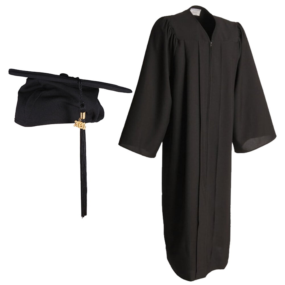 Black 2020 Graduation Gown and Tassel Doctoral Sets Bachelor Cloak ...