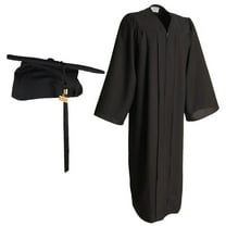 PTOOTP Black Graduation Gown and Cap Set Smooth Texture High School Bachelor Doctoral Robe Costume