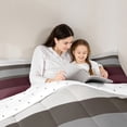 thumbnail image 5 of Manfei Girly Maroon Stripes Queen Comforter Set for Female, Modern Abstract Ombre Bedding Sets, Chic Fashion Artwork Reversible Bedding Comforter Set, Luxury Bedroom Decor, 3pcs, 5 of 9
