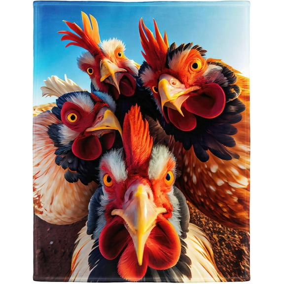 Kuscheln Roosters Blanket Animals Funny Chicken Gifts for Women Girls Chicken Lover Fleece Blanket Soft Fuzzy Plush Throw Blankets for Couch Bed, 50" x 60"