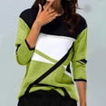 thumbnail image 2 of FAIWAD Women's Color Block Geometric Patchwork Print Tops Long Sleeve Round Neck Spring Summer Tops, 2 of 3