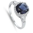 thumbnail image 4 of Blue Simulated Sapphire Halo Ring .925 Sterling Silver Band Cubic Zirconia Jewelry Female Size 9, 4 of 4