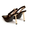 thumbnail image 2 of YOWMNS Women's Closed Toe Slingback High Heel Buckle Strap Pumps Sexy Stiletto Heels Square Toe Patent Leather Dress Shoes (Brown,8.5), 2 of 5
