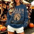 thumbnail image 2 of Oversized Crew Neck Sweatshirts for Women Halloween Witch Moon Graphic Long Sleeve Pullover Casual Fall Tops Blue L, 2 of 6