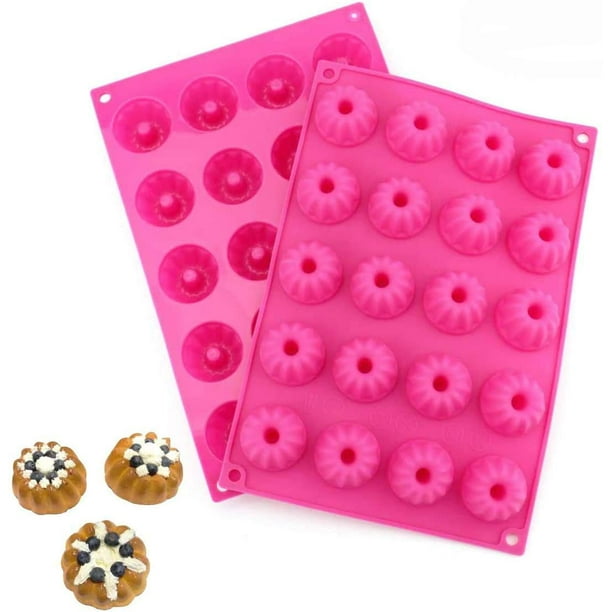 2 Packs Silicone Mini Fluted Cake Pans,Mini Tube Cake Baking Pan