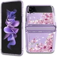 thumbnail image 5 of Nagebee Phone Case Compatible for Samsung Galaxy Z Flip 3 5G (2021), Liquid Sparkle Floating Glitter [Ring Holder & Wrist Strap] Cute Girls Women (Rose Gold), 5 of 7