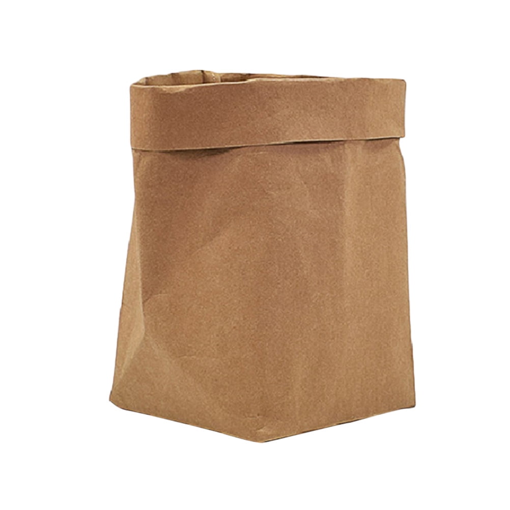 Washable Kraft Paper Container Reusable Paper Bag Organizer Flowerpot