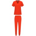 thumbnail image 6 of CHUMUD Women's Scrubs Set - Sporty V-Neck Medical Top and Stretch Waist Cargo Pant, Uniform Jogger Suit for urse Esthetician Workwear, 6 of 7