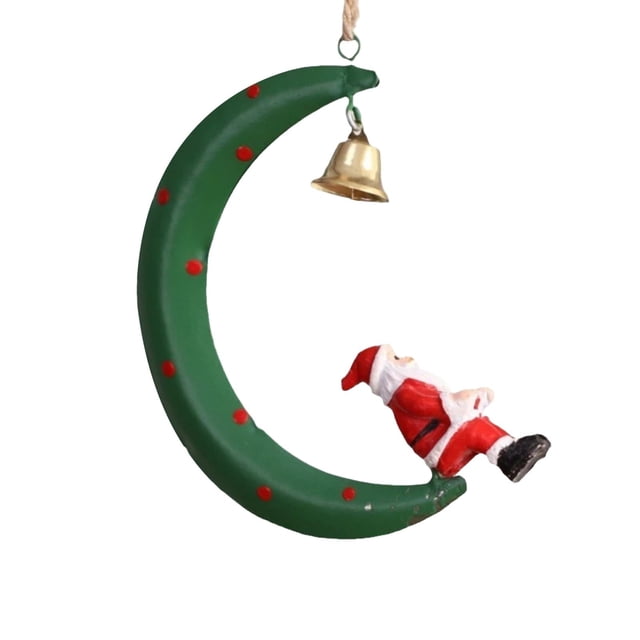 Outdoor Christmas Decorations Hangs Christmas Tree Hanging Ornaments Moon Design With Bell & Santa/Snowman/ Man Perfect For Winter New Year Ironwork Moon