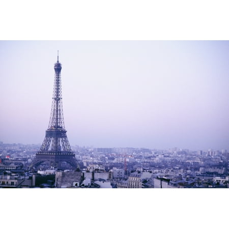 Dusk Eiffel Tower - Eiffel Tower At Dusk With Paris Skyline PosterPrint