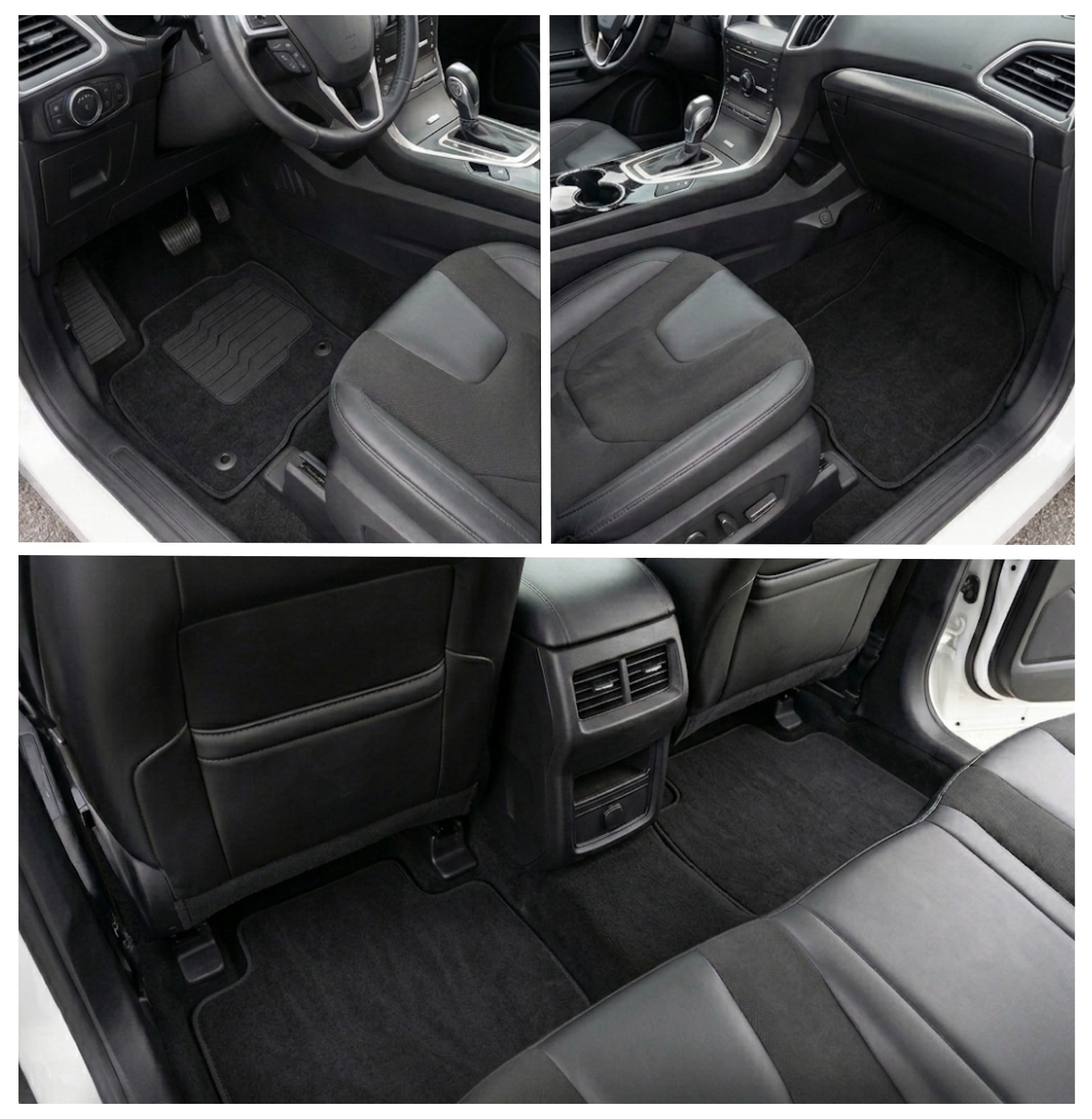 ecoMats Carpet Floor Mats for 2015 to 2024 Ford Edge with Non-Slip Heel Pad and Safety Locks,  Front and Rear, Black