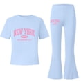 thumbnail image 3 of LRen Girls Outfits Size 6 Cute Print T Shirt and Shorts and Flare Pants Outfits Set Round Neck Cute Beach Outfits Flower Print Summer Tropical Suit Back To School Clothes, 3 of 4