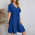 thumbnail image 4 of Casual Midi Dresses for Women Summer V-Neck Dress Solid Color Casual High Waisted Sleeveless Dress Lightweight Summer Vacation Beach Fashion Comfy Wear S-XXL, 4 of 8