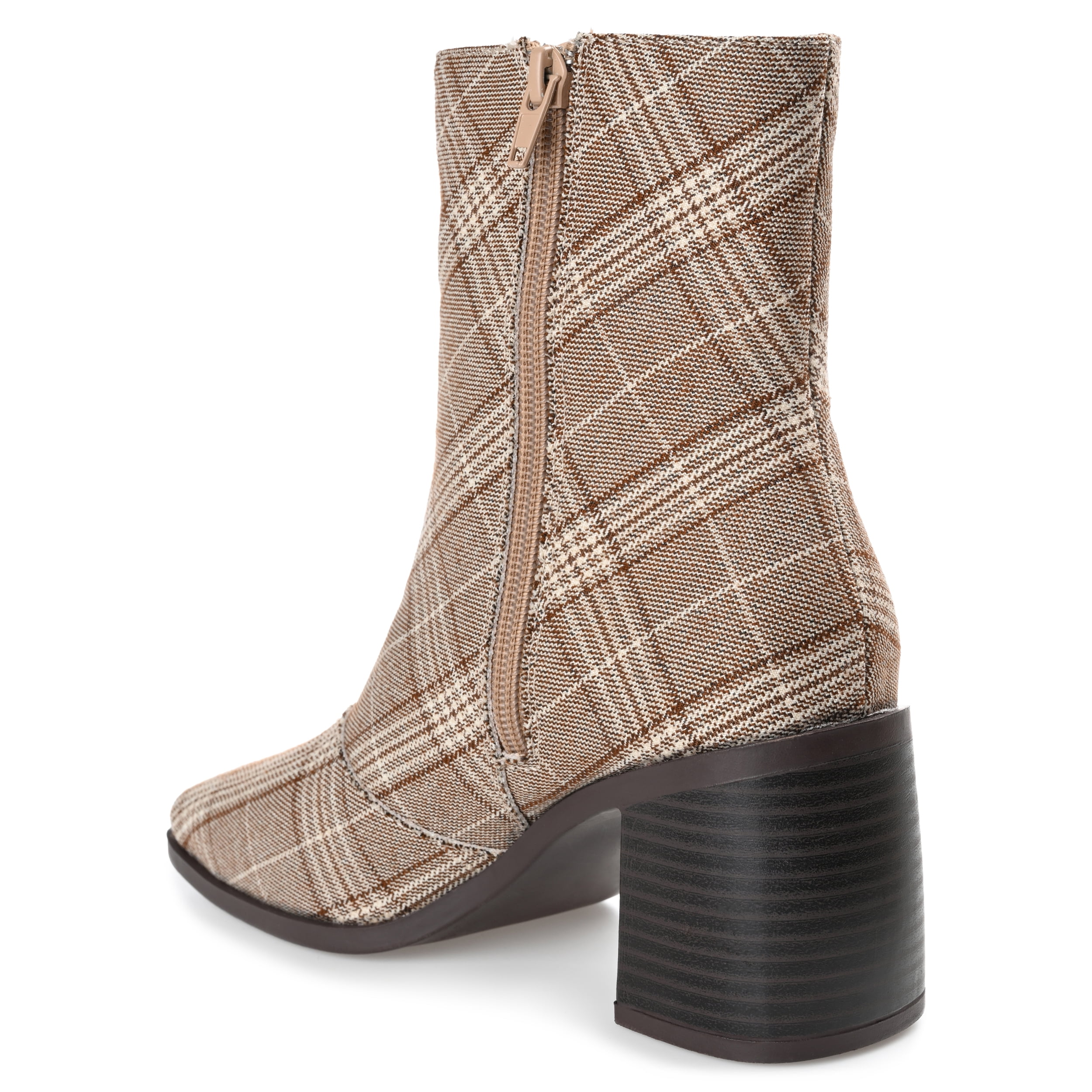 Journee Womens Sloann Inside Zip Stacked Heel Booties