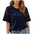 thumbnail image 2 of GaThRRgYP Spring Tops for Women,Blouse for Women Plus Size,Women's Fashion Casual Spring and Summer Short Sleeve Round-Neck Blouses & Shirts, 2 of 4