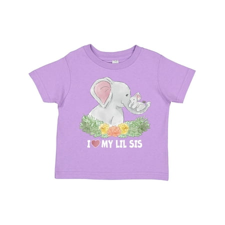 

Inktastic I Love My Lil Sis Elephants with Flowers Gift Toddler Boy or Toddler Girl T-Shirt