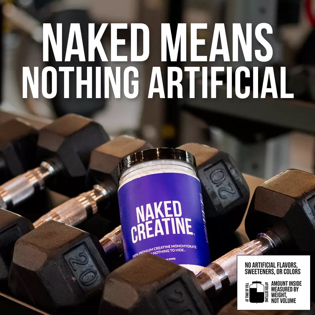 Naked Creatine Monohydrate, Unflavored Micronized Creatine Powder Supplement, 1KG 200 Servings