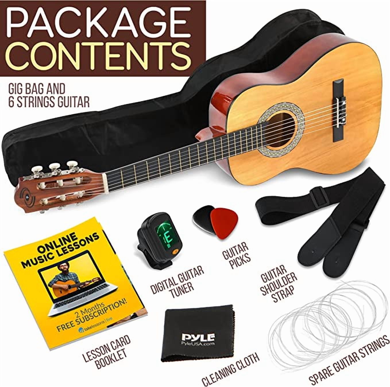 36'' -Inch 6-String Classical Guitar - Guitar with Digital Tuner & Accessory Kit, (Nature Color)