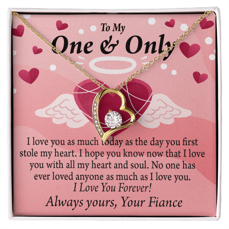 To My Fiancee Love You Forever Necklace w Message Card